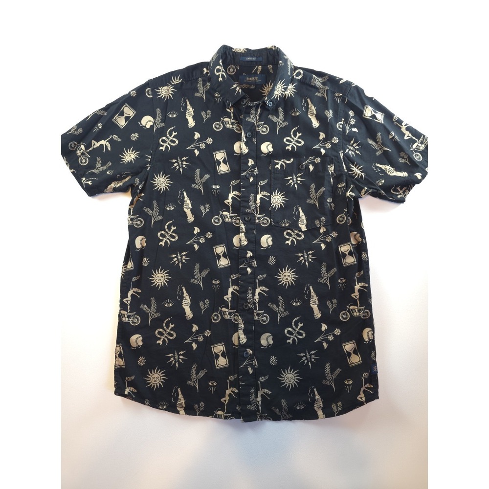 Roark Shirt Mens Size Small Button Up Short Sleeve Snake River Black